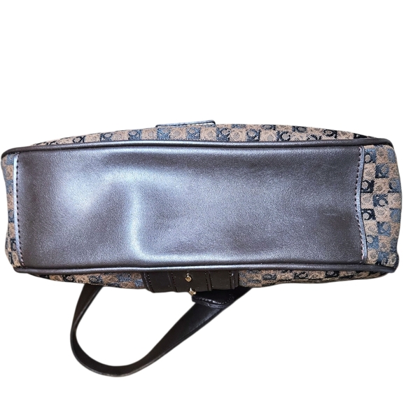 Y2K Liz Claiborne Monogram Shoulder Bag Brown Crescent Purse Retro Fairycore 00s - Picture 6 of 12